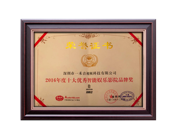 2016年度十大優(yōu)秀智能娛樂(lè)影音品牌獎(jiǎng)