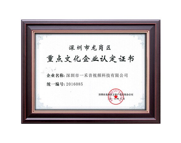 重點(diǎn)文化企業(yè)認(rèn)定證書